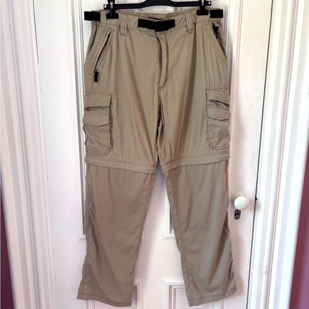 Men’s BC Clothing Convertible Stretch Cargo Pant Size Large (32)  Tan